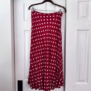 Karen Kane Red Pleated A-Line Midi Skirt